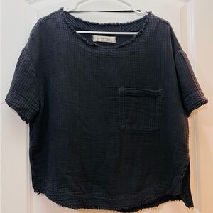 We The Free Black Textured Top